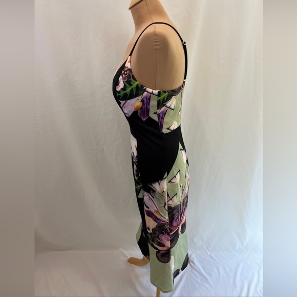 Bariano Australia Black Floral Tulip Hem Sheath MIDI Dress - Picture 7 of 10